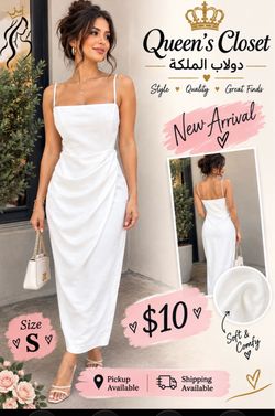 White Spaghetti Strap Midi Dress Size S