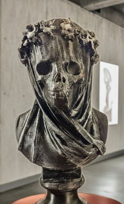 veiled woman skull bust