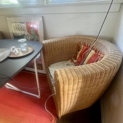 2 x High Quality Designer Midcentury Vintage Wicker Rattan Barrel ArmChairs $149 