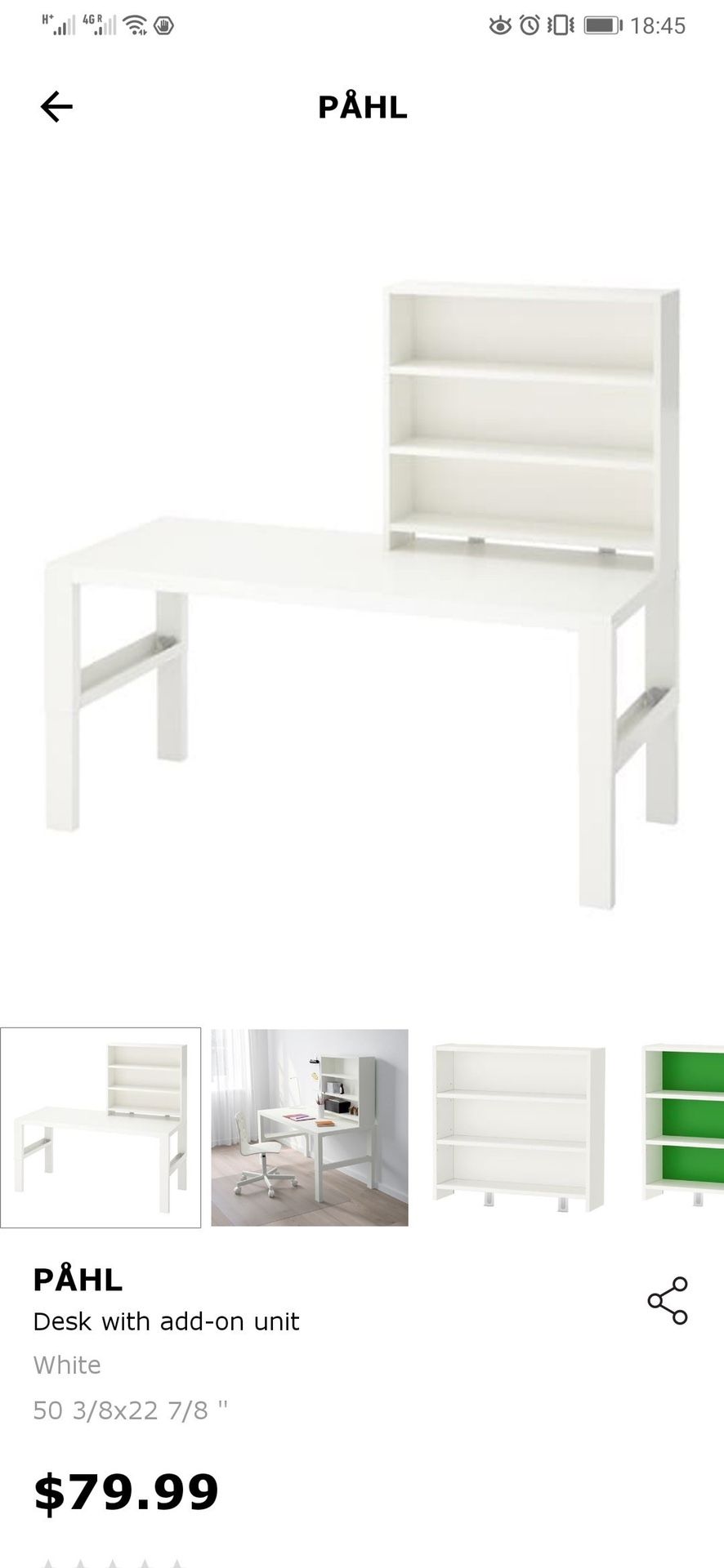 IKEA PÅHL Desk, white 37 3/4x22 7/8 " and add-on unit