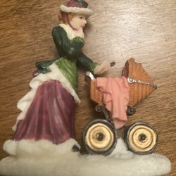 Christmas Village Mother W/ Stroller 