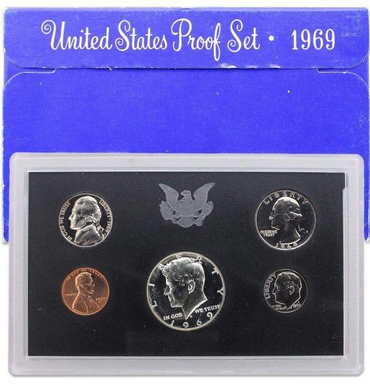 1969 US Mint Proof Clad 5 Coin Set w/ Box