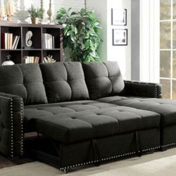 Brand New Dark Grey Sectional Sofa Storage Sleeper 