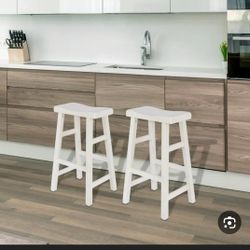 2 Saddle Stools/Antique White Color