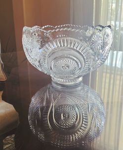 Large Cut Glass Punch Bowl / Crystal-Style Serving Bowl – Beautiful Centerpiece