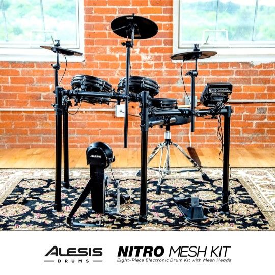New In Box Electronic Drum Set With Quite Mesh Pads - Alesis Nitro Mesh Kit