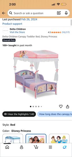 Delta Children Toddler Princess Bed & Mattress