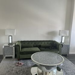 Green Velvet Sofa 
