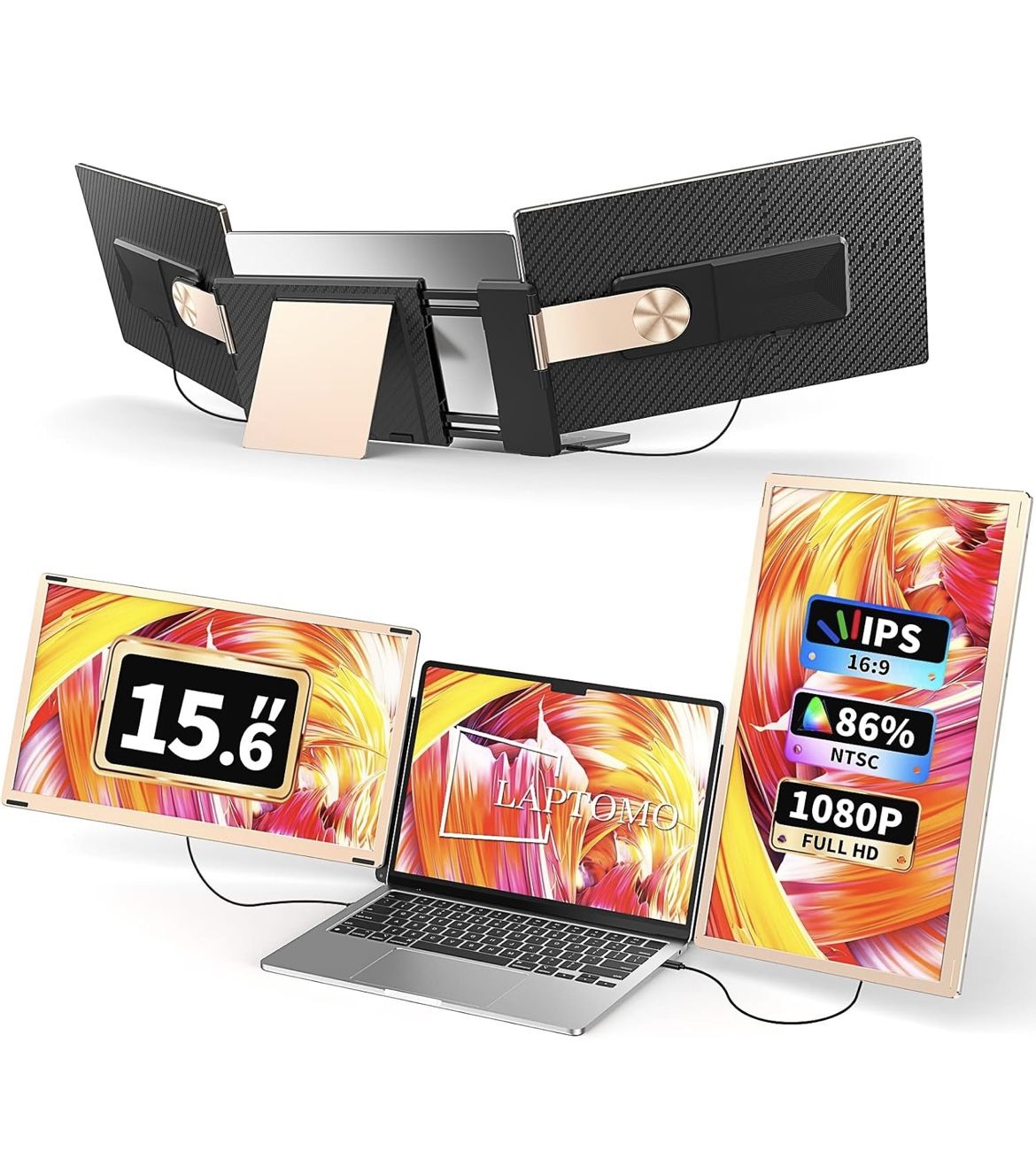 S6 Laptop Screen Extender Monitor Portable, 15.6'' Dual Screen Monitor for Laptop