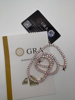 Moissanite Tennis Necklace Rose Gold Plated 22inch 4MM (Insane shine)