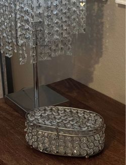 Crystal Table Lamp + Mirrored Tray