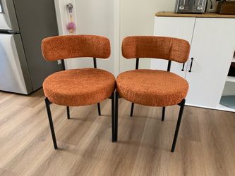 Dining Chair Set of 2, Boucle Dining Chair. Orange