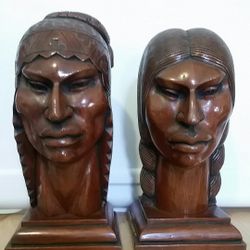 Incredible! Wood Carved Portraits Indigenous Couple 