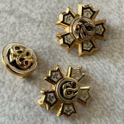 3 Vintage Mini Sigma Nu Fraternity Pins Gold Fraternity Badge Snake -gem Eye