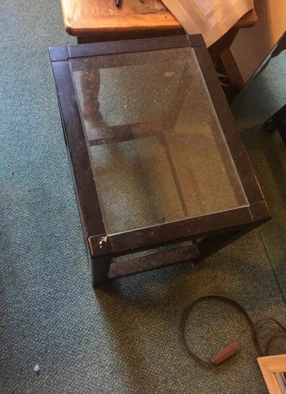 Small wood and glass end table