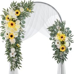 Lisuun Wedding Arch Flowers, Artificial Flowers For Decoration, Large Flower Swag For Boho Styles Wedding Ceremony Floral Decor - Pack Of 2