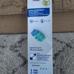 Toothbrush Heads Replacement Fits Phillips Sonicare, 3-Pcs PCk, Full Head, Medium,  Brand New, Unopened