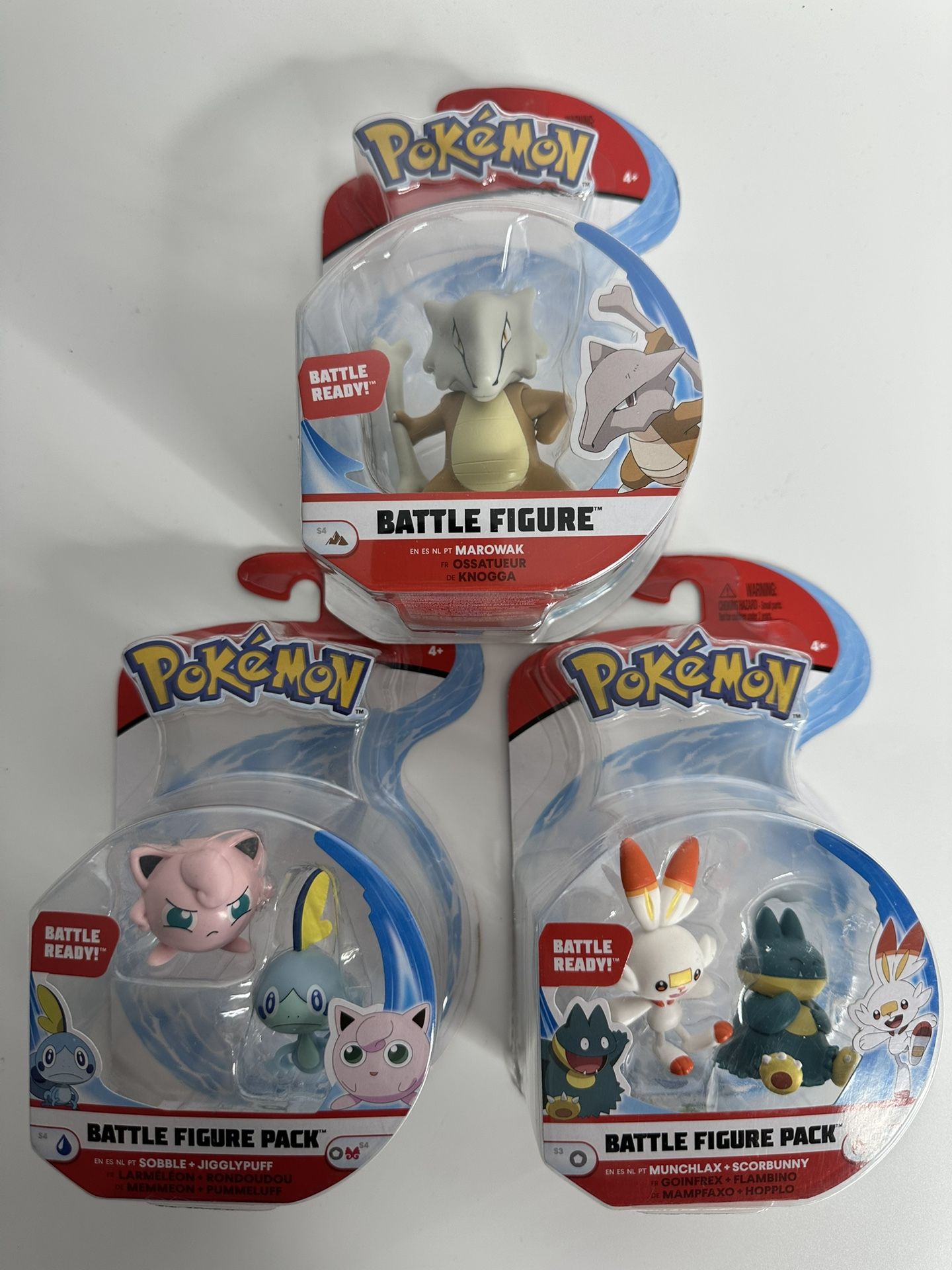 Pokémon Battle Figure Lot – Marowak, Jigglypuff & Sobble, Munchlax & Scorbunny – Brand New Sealed