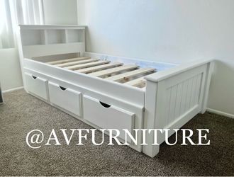 White Twin Bed Frame 3 Drawers