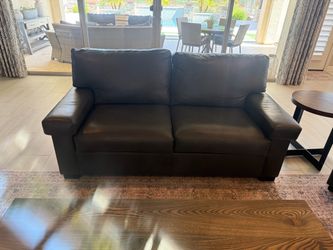 Gray Leather Loveseat