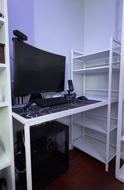 Monarch Computer Desk 48"L / White Top / White Metal ( DESK ONLY)