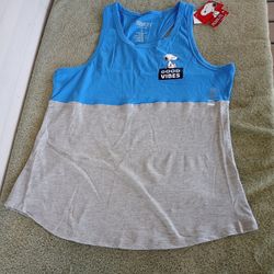 Peanuts - Snoopy Good Vibes - Women's Racerback Tank Top Sz L Blue/Gray NWT