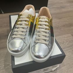 Gucci Ace Metallic Snakeskin 'Gold Silver'