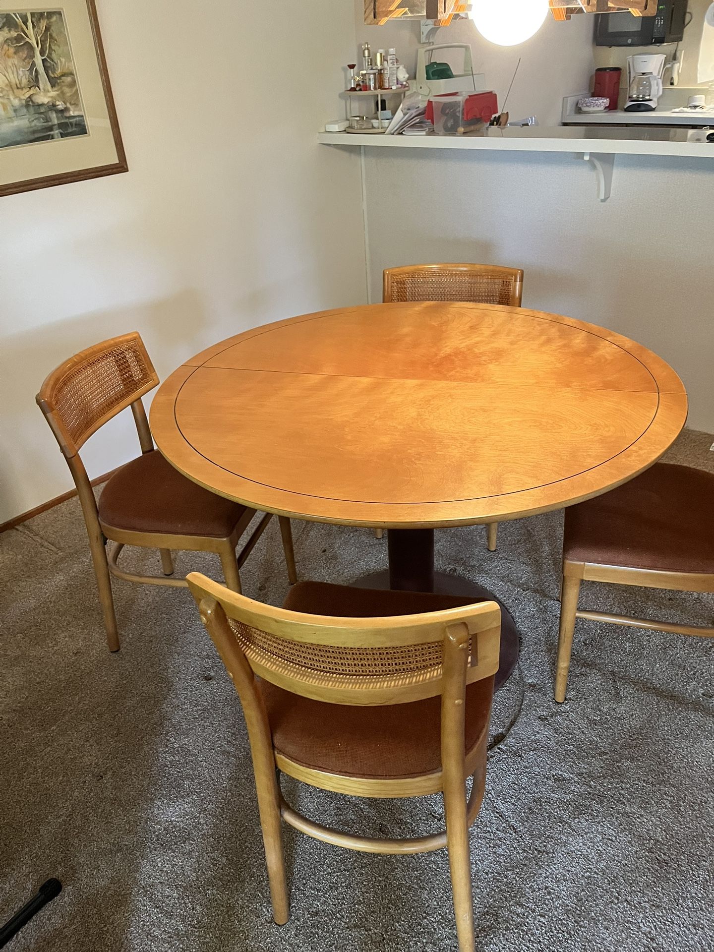 MCM expandable dining room table +4 chairs