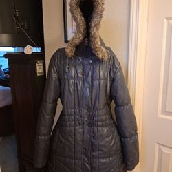 RARE Vintage Blue Flame Outerwear Waterproof Women's Quilted Faux-fur Trench Coat/Jacket Puffer Sz 12/40