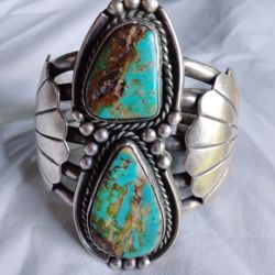 Rare Rawston Navajo Sterling Cuff Turquoise Bracelet 
