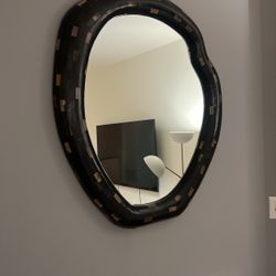 Horn Black Round Wall Mirror 31.75"X36.5"