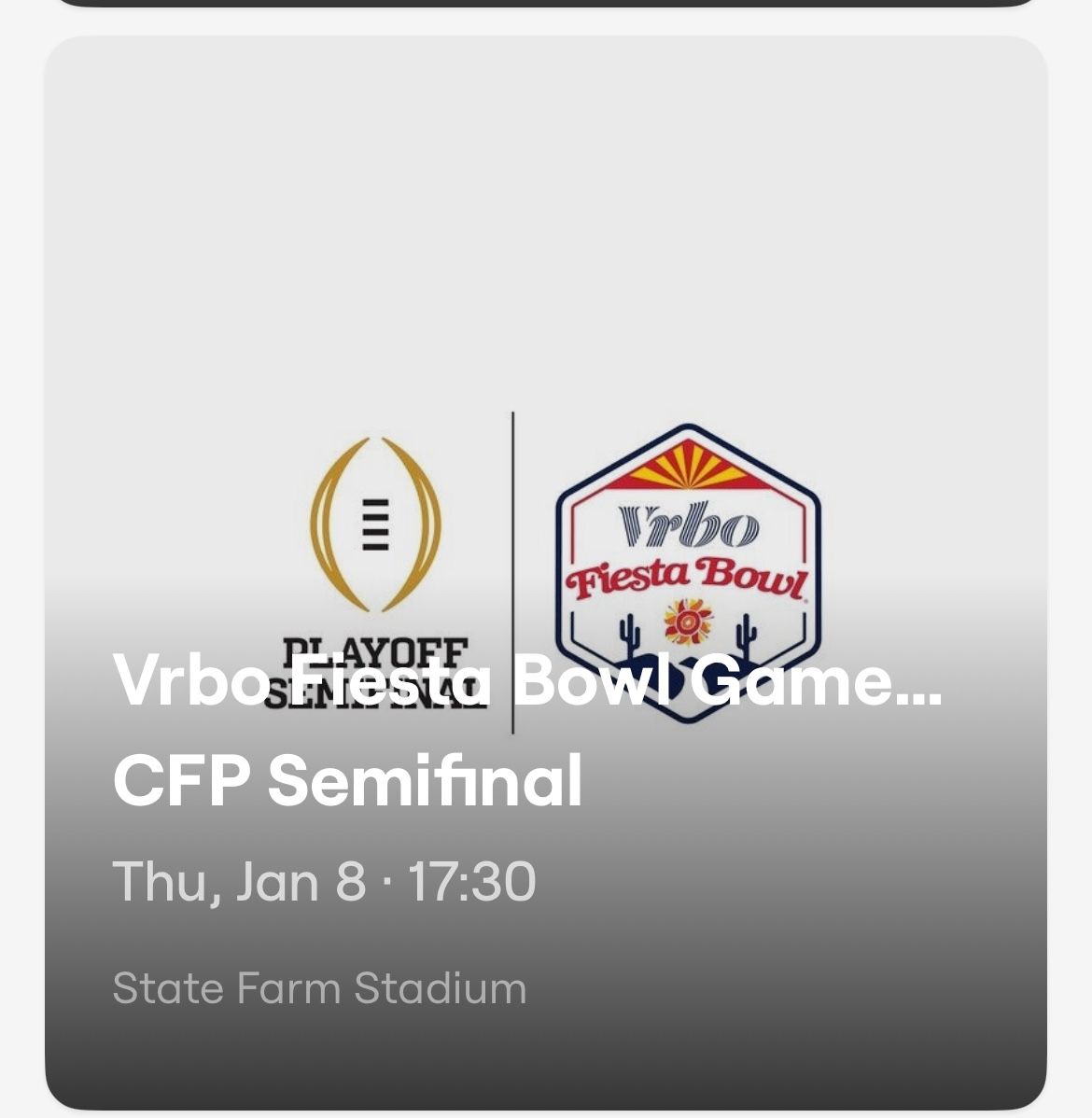 Fiesta Bowl Semifinal Game 2026