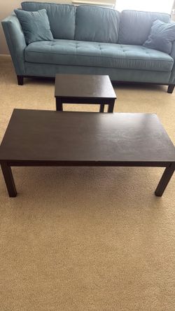Coffee Table & Side Table Set – Black-Brown