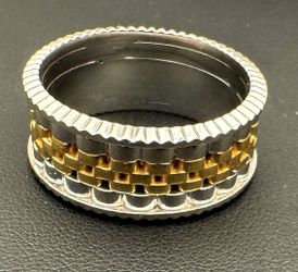 14k Solid Two Tone Gold White & Yellow Gold Wedding Band or Rolex Jubilee. Ring Size 10