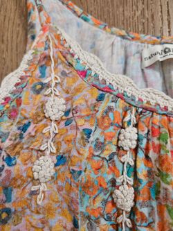 Natural Life Bohemian Floral Crochet Trim Sleeveless Maxi Dress XS / S
