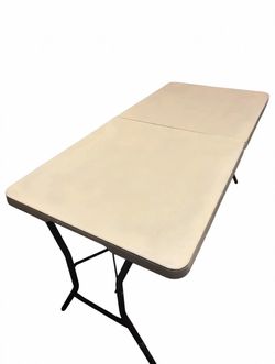 5 Foot Folding Table with Black Spandex Cover - 5' x 27" - 60 inch
