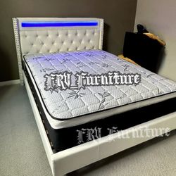 New Queen Be Frame With Mattress 
