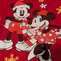 Disney Minnie & Mickey Mouse Red Christmas Tshirt 