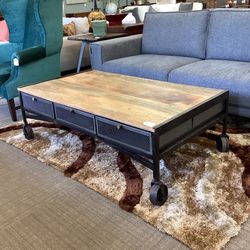 Industrial Wheeled Coffee Table