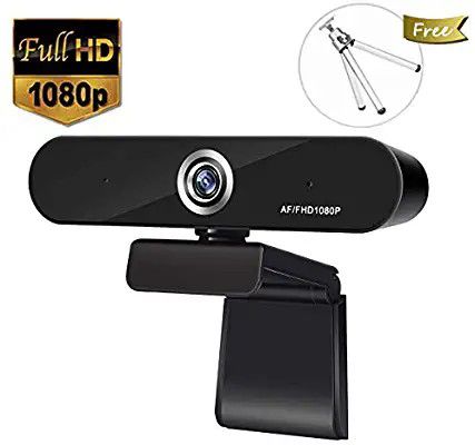 Full 1080P Webcam, Auto Focus Computer Camera, Face Cam with Dual Microphone for PC, Laptops and Desktop,90 Degree Extended View