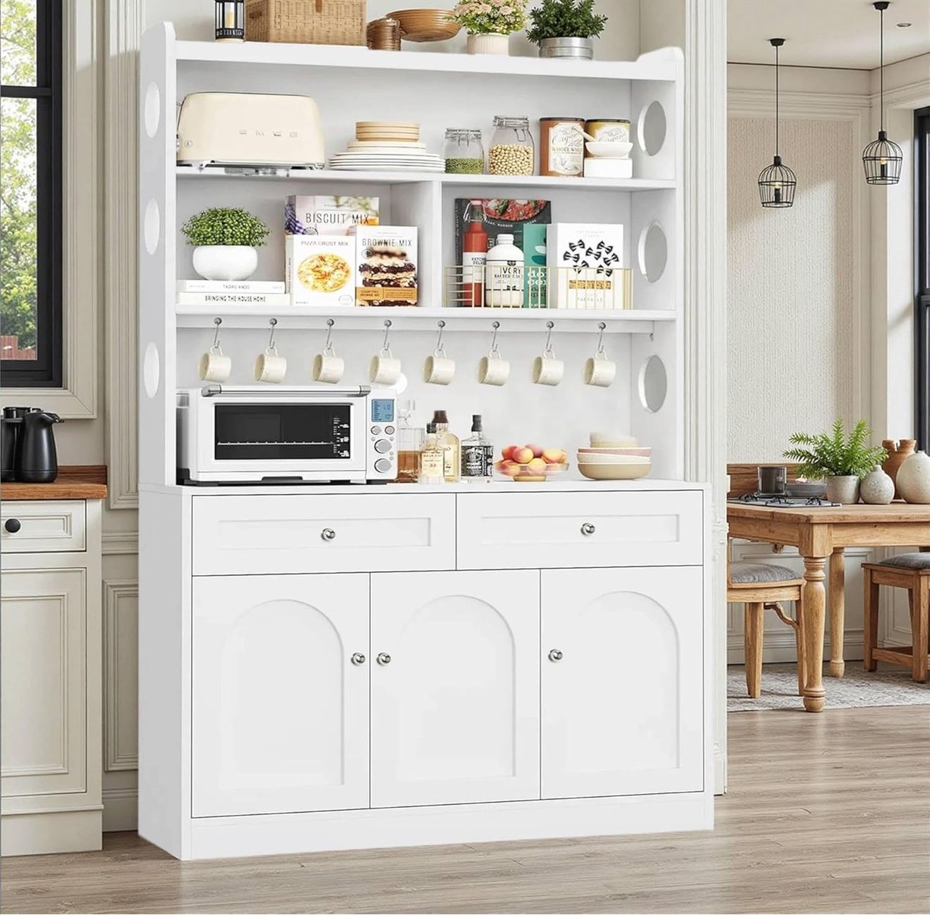 Tall White Kitchen Hutch / Pantry Storage Cabinet