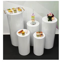 5Pcs Round Cylinder Pedestal Stands for Party, Event Decor