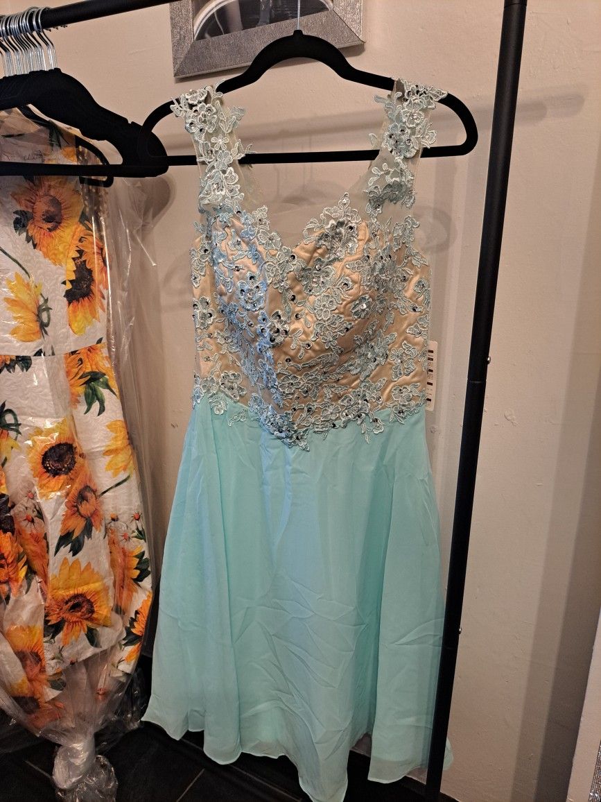 New Ladies Agua Blue Dress Size 8