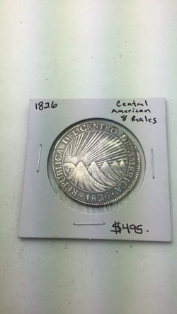 1826 8 Reales Large Silver Coin Central America Certified authentic