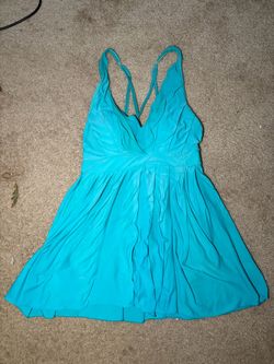 Teal V-Neck one piece swimsuit