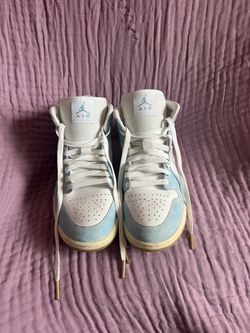 Air Jordan 1 Mid White Light Blue Sneakers