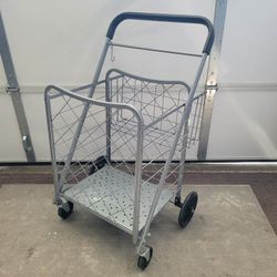 🔥 dbest Cruiser Cart Deluxe Folding Grocery Laundry Utility Shopping Cart Heavy Duty Silver Portable