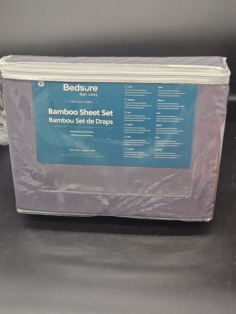 Queen Sheet Set Cooling Sheets Dark Grey New Rayon Derived from Bamboo