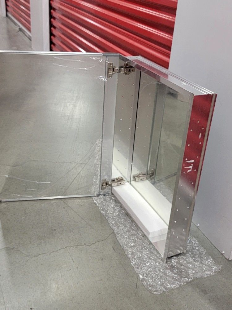 All Metal Frame Medicine Cabinet, Recessed Or Surface Mount