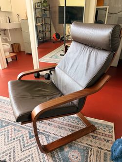 ikea poäng armchair brown leather
